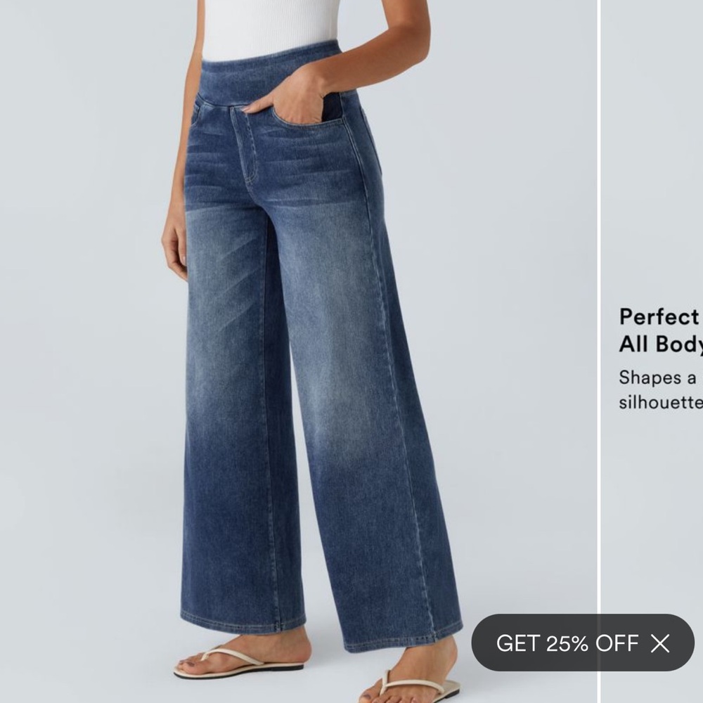 COPY - Halara wide leg stretch denim, petite. They would fit sizes large to 1X